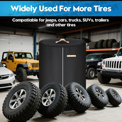 Tire Covers for Storage, Upgrade Tire Storage Bag with Reflective Stripe, Winter Tire Cover Waterproof Dust-Proof Outdoor Indoor with Zipper, Concealed Air Vent, Fit 30 Inch Tires in Diameter