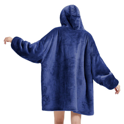 YUGYVOB Blanket Hoodie, Wearable Blanket with Gaint Pocket, Oversized Sherpa Sweatshirt Blanket as Gifts for Women, Men, Teens (Blue)