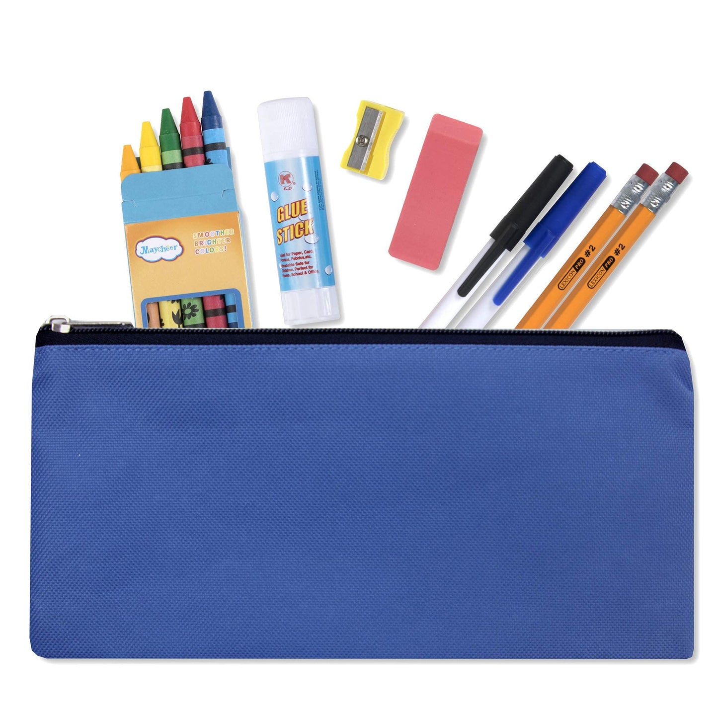 Classic Traditional Cloth Pencil Cases in Bulk, in Solid Colors (25 Pencil Cases in 8 Colors)