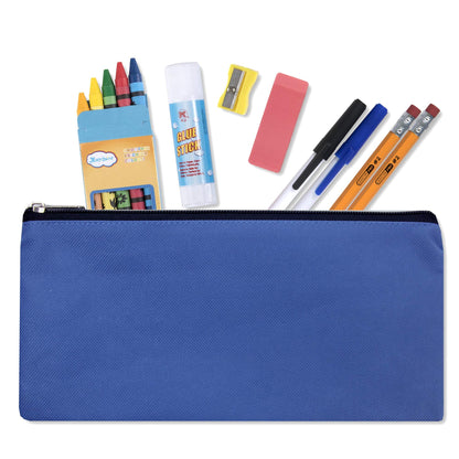 Classic Traditional Cloth Pencil Cases in Bulk, in Solid Colors (25 Pencil Cases in 8 Colors)