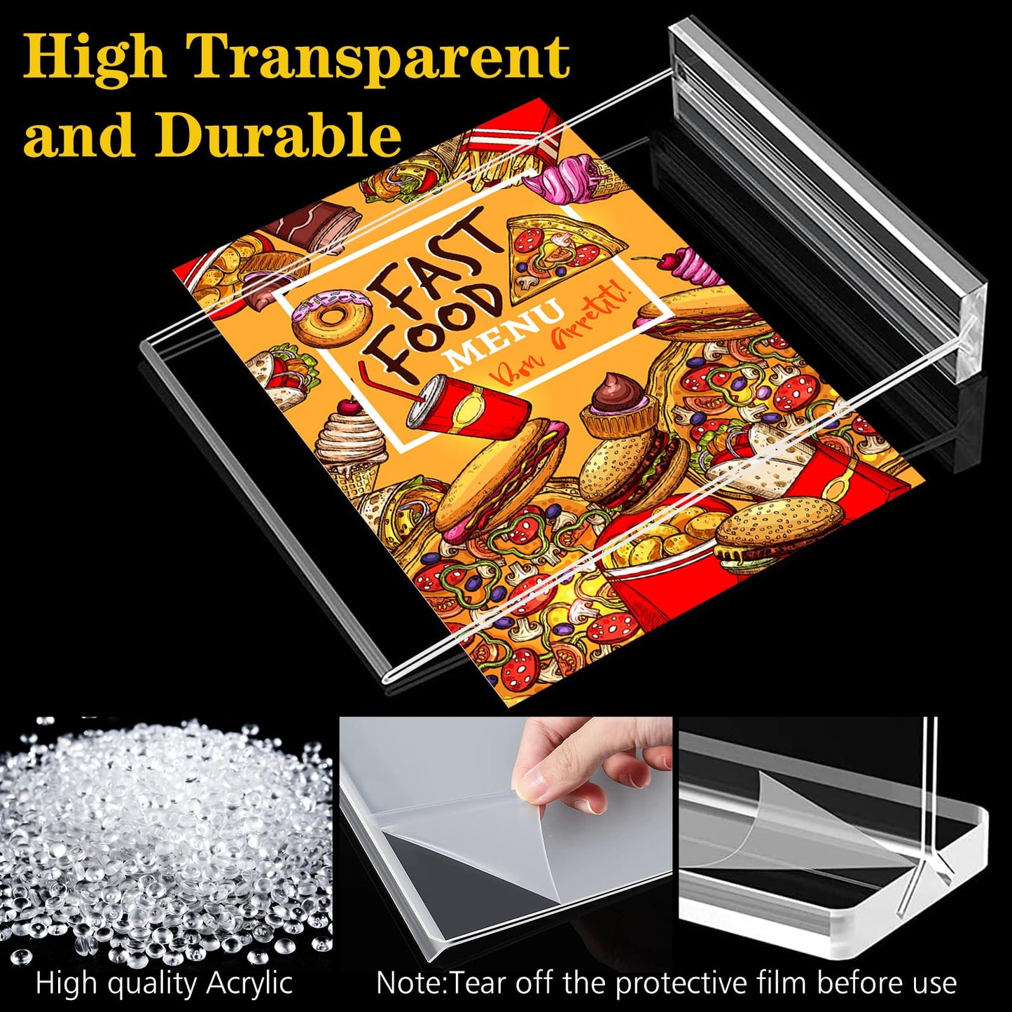 Aifanss Acrylic Sign Holder 8.5 x 11 - 6 Pack Plastic Sign Holder Vertical Standing Acrylic Paper Holder, Picture Frame Flyer Document Clear Display Stand for Table Top Office Hotel Store Restaurants