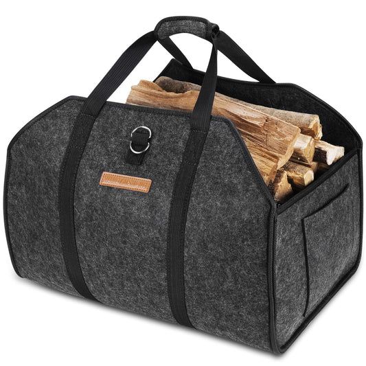 5MM XL Felt Wooden Handbag | Wooden Handbag | Folding Tape with Fixed Rope Recording Tape | Shopping, Newspaper Recording Bag | Black