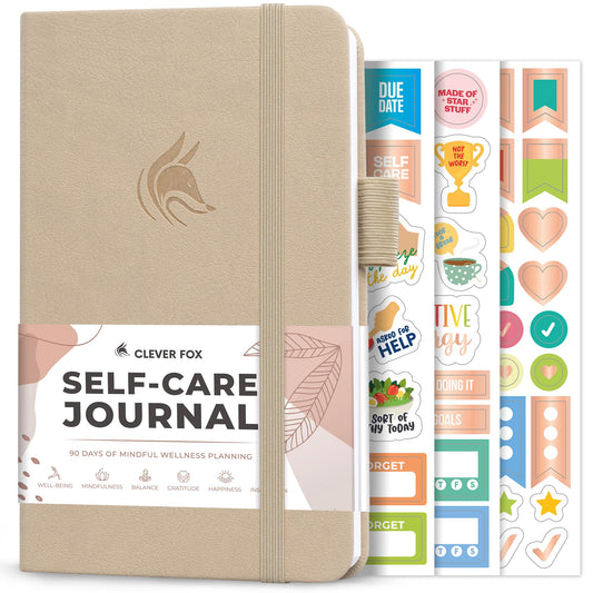 Clever Fox Self-Care Journal – Daily Reflection Notebook – Mental Health & Personal Development Planner, Meditation & Mood Log, Pocket (Seashell)