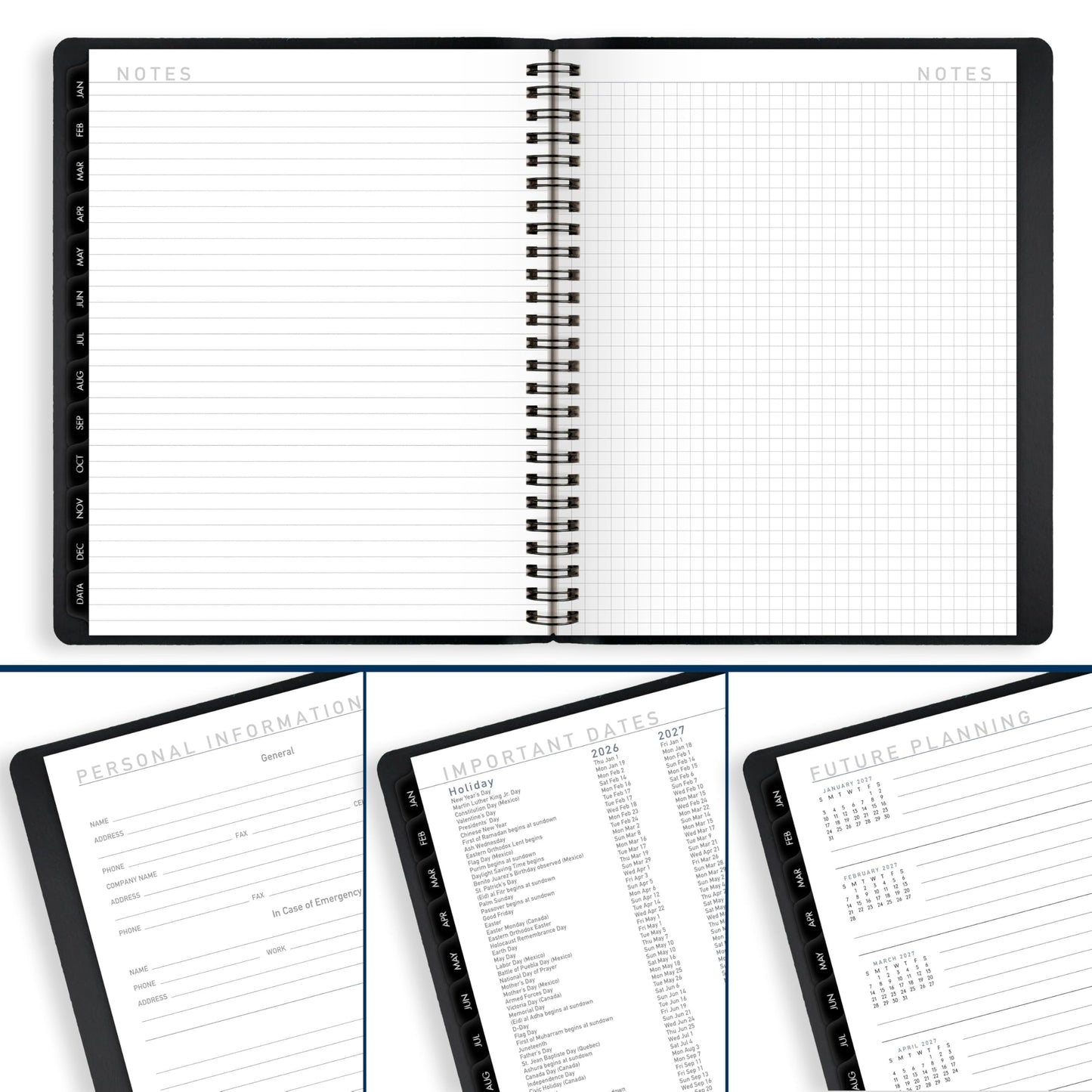 AT-A-GLANCE 2026 Planner, Weekly & Monthly, 7" x 8.75", Medium, Contemporary Lite, Black (70545X0526)