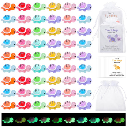 50 Sets Inspirational Gift Include You're Turtley Awesome Engraved Mini Resin Turtles Pun Thank You Cards Organza Bags Employees Appreciation Gift for Coworkers Staff Team Teacher Office