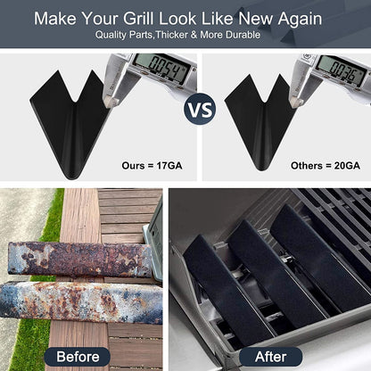 15.3" 7635 Porcelain-Enameled Flavorizer Bars for Spirit 200 Series Gas Grills, Spirit E210, S210, E220, S220 with Front Control Knobs, Set of 3 Heat Plates Flavorizer Bars Replacement for Weber 7635