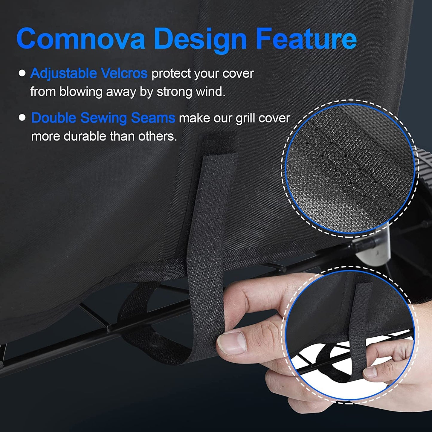 Comnova 22 Inch Kettle Grill Cover - 600D BBQ Cover for Weber Charcoal Grill, Heavy Duty & Waterproof for Weber Master Touch, Original Kettle Grill and More