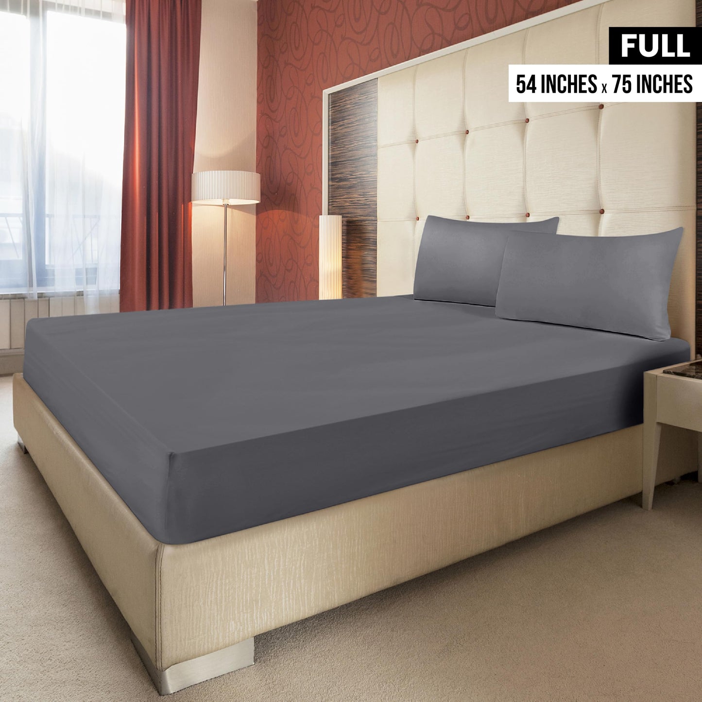 Utopia Bedding Full/Double Fitted Sheet - Pack of 2 Bottom Sheets - Soft Brushed Microfiber - Deep Pockets, Shrinkage & Fade Resistant - Easy Care (Full, Grey)