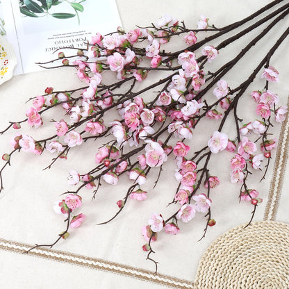 Betylifoy Artificial Plum Blossom Flowers 4PCS Faux Silk Cherry Blossom 38" Long Stems Fake Plum Blossom Branches Artificial Silk Flower for Flowers Arrangement Wedding Home Table Spring Decor (Pink)