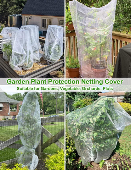 wohohoho 8 x 8ft Large Fruits Tree Netting, Insect Bird Barrier Tree Net with Drawstring and Zipper, Plant Cover Fruit Tree Protection to Prevent Tomato Blueberry Vegetables from Squirrels Birds