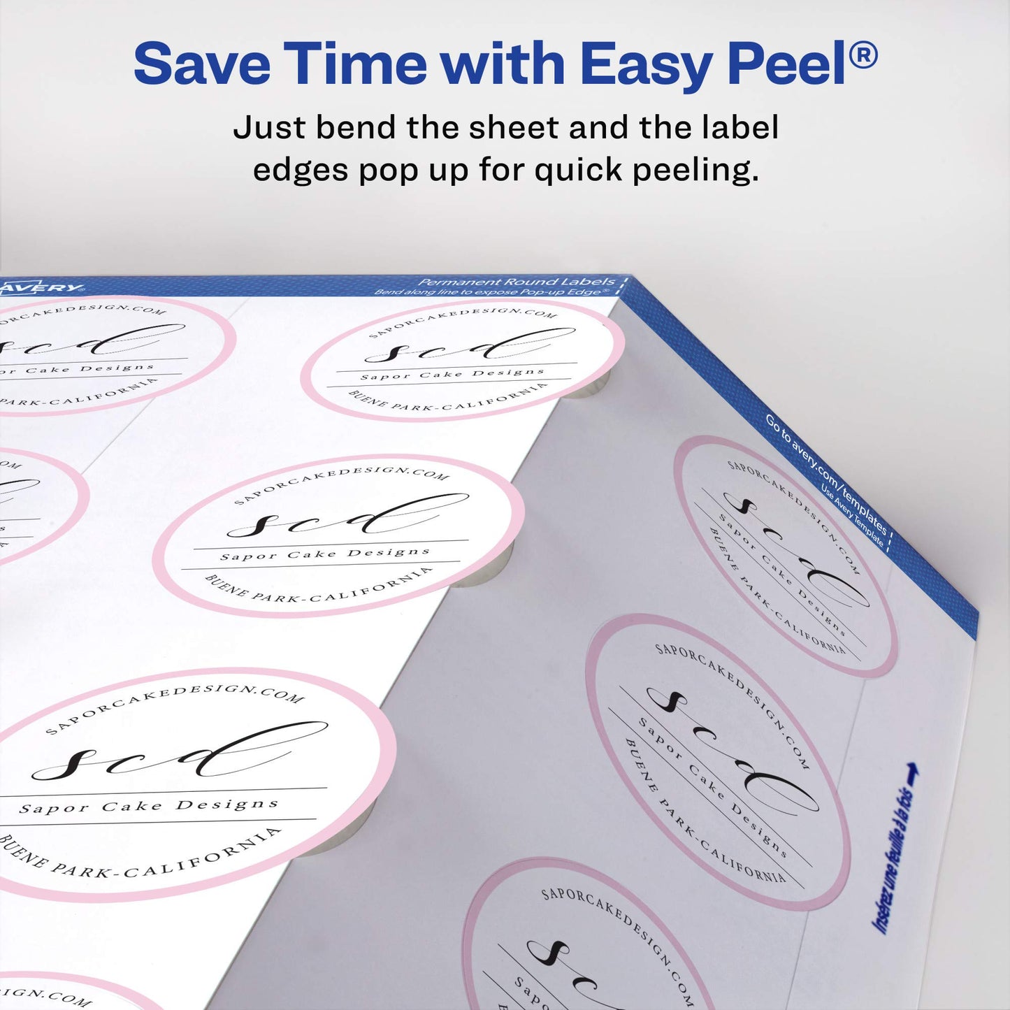 Avery Print - To - The - Edge Round Labels, Glossy White, 2.5-Inch Diameter, 90 Labels (22830)