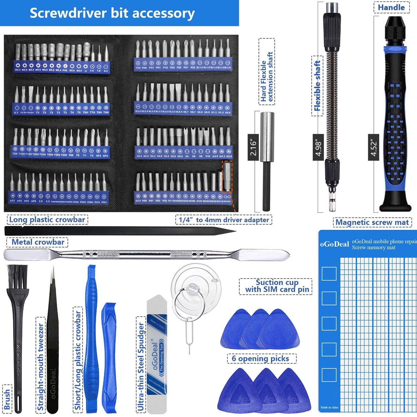 oGoDeal 133 in 1 Electronics Precision Screwdriver Set, Magnetic Screwdriver Set Electronic Repair Kit for Computer, Laptop, iPhone, MacBook, PC, Tablet, PS4, Xbox, Nintendo, Game Console