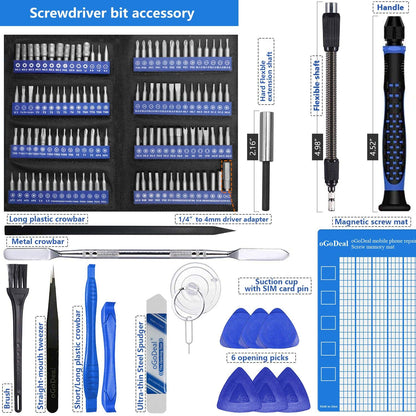 oGoDeal 133 in 1 Electronics Precision Screwdriver Set, Magnetic Screwdriver Set Electronic Repair Kit for Computer, Laptop, iPhone, MacBook, PC, Tablet, PS4, Xbox, Nintendo, Game Console