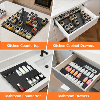 Ceecysaa Spice Drawer Organizer, 4 Tier- 8 Pack Expandable from 9" to 18" for Seasoning Jars Drawers Insert, Kitchen Spice Rack Organizers for Drawer/Countertop (Jars Not Included)
