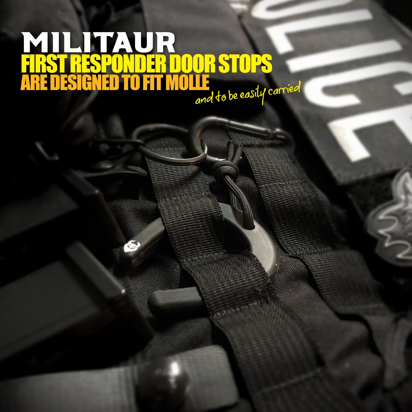 Militaur First Responder Door Stop/Jam Black (3 Pack) – Fits Molle, Tactical Door Jam for Police, EMS, EMT, Firefighters, Security