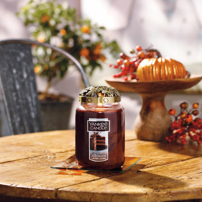 Yankee Candle Scented Candle, Chocolate Cake, Original Large Jar Candle, 110-150 Hours of Burn Time, 22 oz.