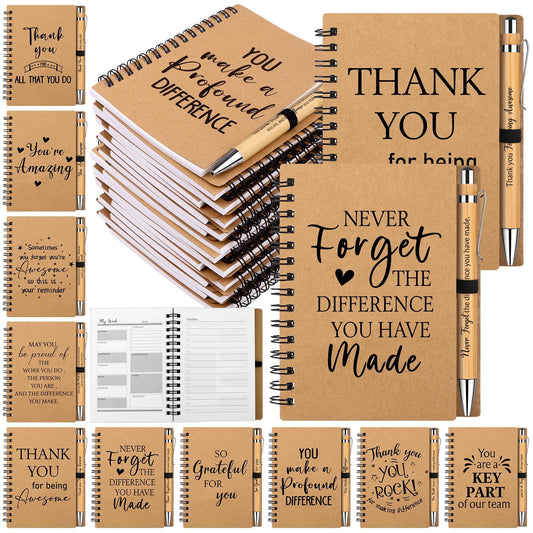10 Set Employee Appreciation Gifts Thank You Gifts for Colleagues Inspirational Notebook with Motivational Ballpoint Pen Mini Spiral Notepads Inspirational Gift for Employee Coworker Teacher Team