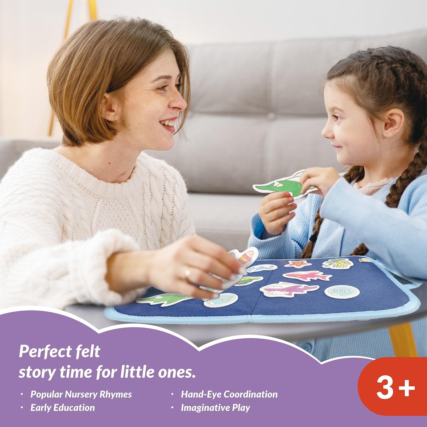 CHEFAN Felt Story Board, Precut Flannel Board Story Piece, Wheels on The Bus, Felt Piece for Preschol Toddlers