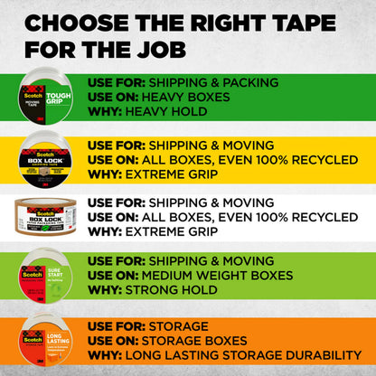 Scotch Tough Grip Moving Packaging Tape, 1.88-Inch X 54.6 Yds, 6 Rolls/Pk