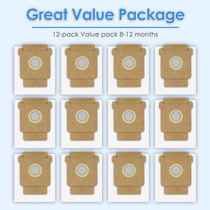 (12 Pack) Roomba 104 Replacement Dust Bags for iRobot Roomba 104,105 Vac,105 Combo,Plus 405 Combo,Plus 505 Combo,Max 705 Vac,Vacuum 2 Essential Q0520 Vacuum Bags, Disposal Bag Accessories
