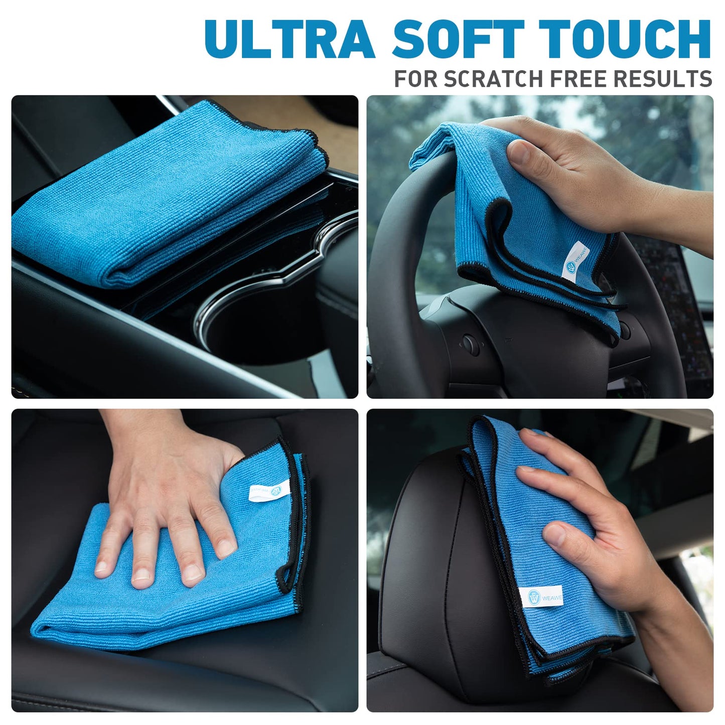 WEAWE Microfiber Towels for Cars - 7 Pack (23.6" x 15.7") 450-GSM, High & Short Pile Micro Fiber Cleaning Cloth for Car Washing Drying & Auto Detailing, Water Absorption Lint Free & Streak Free