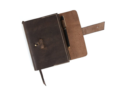 Aaron Leather Journal Refillable Writing Notebook-Traveler's Notebook 200 pages 7.5 X 5.5 By Aaron Leather Goods