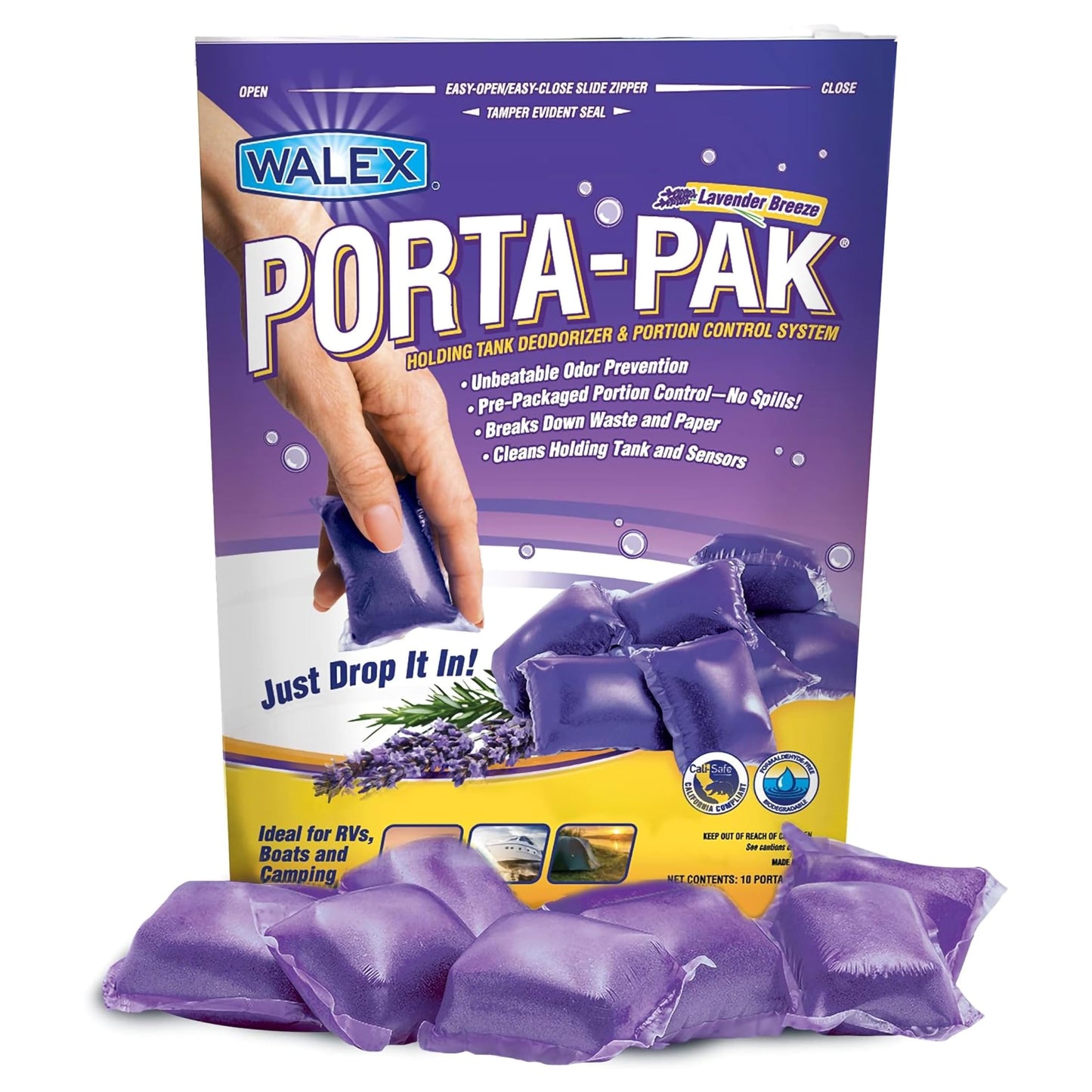 Walex PPRVLAV Porta-Pak Holding Tank Deodorizer - Lavender, 10 Pack