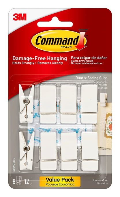 Command Spring Clips, Quartz, 8-Clips (17089Q-8ES)