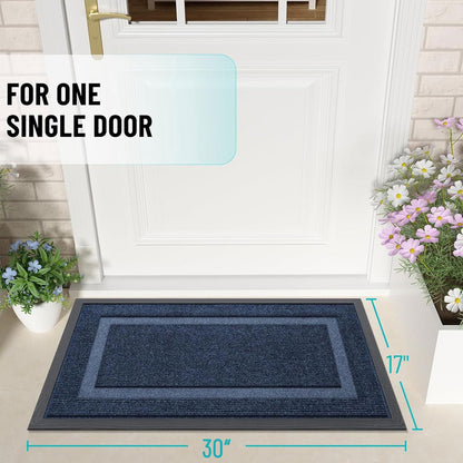Arotive Front Door Mat Outdoor Indoor Entrance, Non Slip Heavy Duty Sturdy Natural Rubber Mat, Durable & Fade Resistant, Easy Clean Low Profile Welcome Mat for Entryway and Patio, 30 x 17, Navy