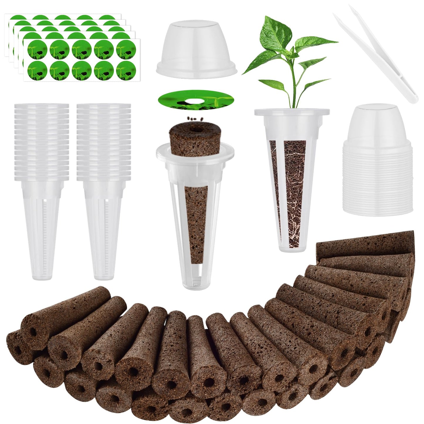 161 Pcs Seed Pods Kit for AeroGarden, Grow Anything Kit for Hydroponics with 50 Grow Sponges, 30 Grow Baskets, 30 Planting Domes, 50 Pod Labels, 1 Tweezer