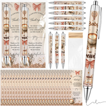 50 Set Coffee Babys Shower Favors for Guests A Baby Is Brewing Coffee Theme Ballpoint Pens Thank You Greeting Cards Baby Shower Gifts for Boy Girl Gender Reveal Party Guest Souvenirs Prizes