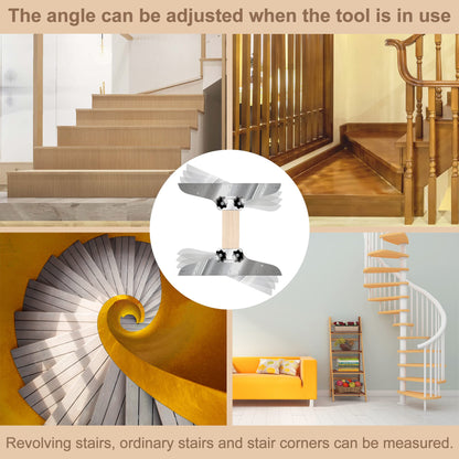 Stair Tread Template Tool, NAACOO Stair Measuring Tool, Tread Jig Set - with Level & Tape Measure & Carpenter Pencil, Suitable for Risers and Partitions.