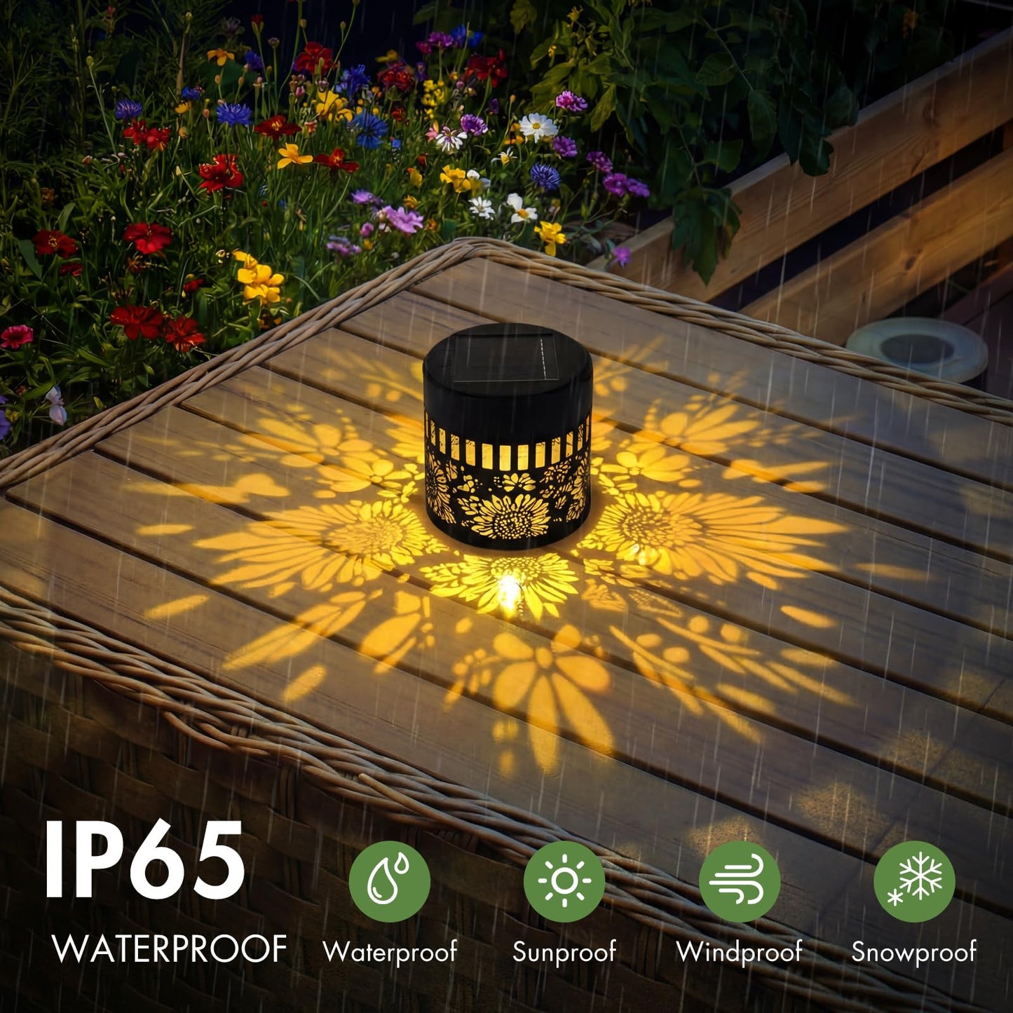 Solar Lanterns Outdoor Decor, 4 Pack Sunflower Garden Decorative Lights, Waterproof Metal Lanterns for Patio, Yard & Garden, Gifts for Mother's Day and Garden Lovers