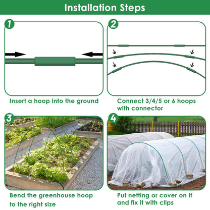 45 Pcs Greenhouse Hoops for Raised Beds, 9 Sets Garden Hoops Grow Tunnel Rust-Free Fiberglass Hoop House Kit, Plant Support Garden Stakes Hoops Frame for Netting Shade Cloth Row Cover Garden Supplies