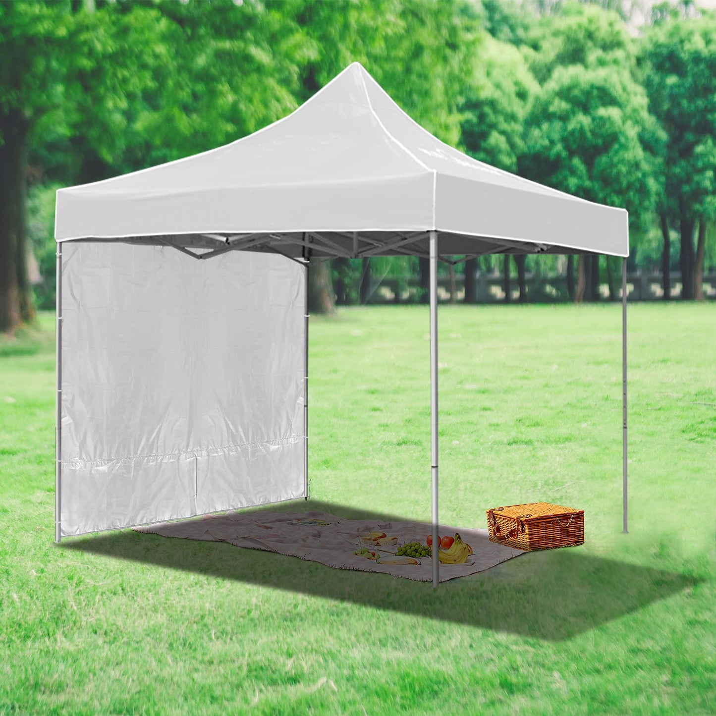 REDCAMP Instant Canopy Sidewall for 10x10ft Pop Up Canopy, 1 Pack Sunwall Only, White/Silver (1 Sidewall Only, Canopy Tent NOT Included)