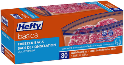 Hefty Basics Freezer Bags/Food Bags Large 80-count