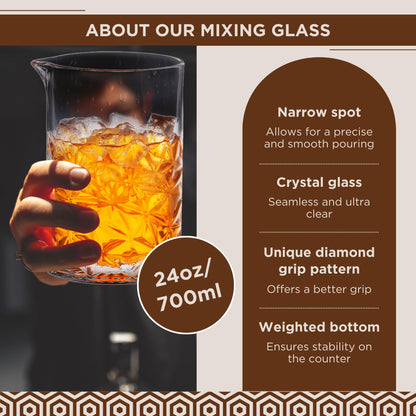 TEAVAS Cocktail Mixing Glass Set with Hawthorne Strainer - Mixology Pitcher for Stirrer Cocktails - Bartender Kit - Birthday Gifts for Friends & Family