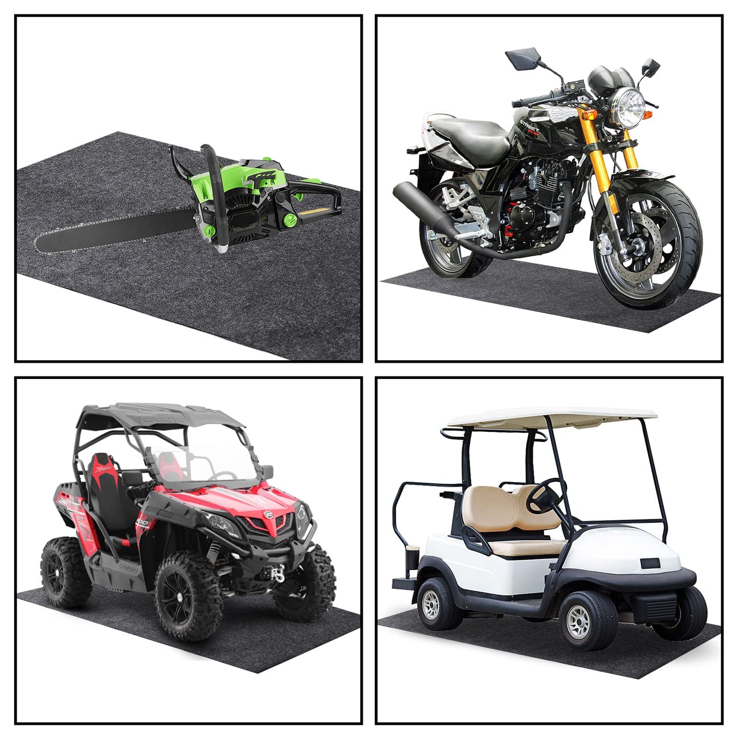 Yesland 2 Pcs Garage Floor Mat, 32 X 60 Inch Cart Mat for Garage Under Car Waterproof Rubber Backing Layer Mat, Black Oil Absorbent Motorcycle Mat Protects Floor from Spills Drips Splashes Stains