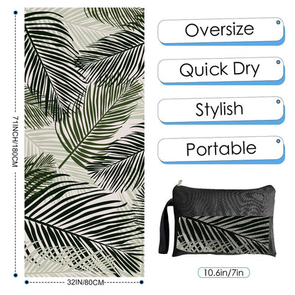 Beach Towel, 71"x32" Double Sided Oversized Microfiber Beach Towel for Adult, Lightweight Extra Large Quick Drying Towel for Swimming Sports Beach Gym