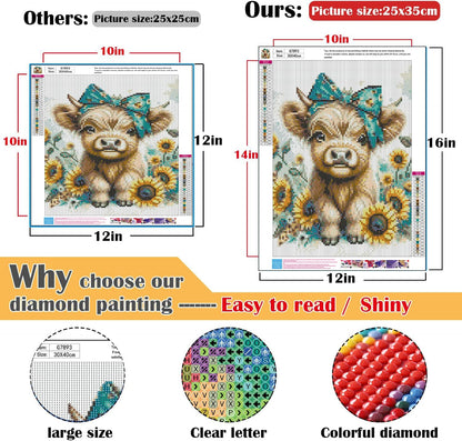 9 Pack Animals Diamond Art Kits for Adults，5D DIY Cow Elephant Dragon Diamond Painting Kits for Beginners Round Full Drill Painting with Diamonds Gem Art for Home Wall Decor 12X16Inch