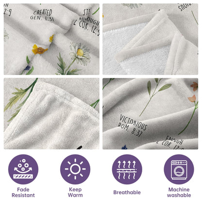 Afterprints Christian Gifts for Women, Christian Blanket with Flowers, Birthday Gifts for Women, Inspirational, Religious Gifts for Sister, Friend, Daughter, Mom, Soft Throw Blankets 50'' x 60''
