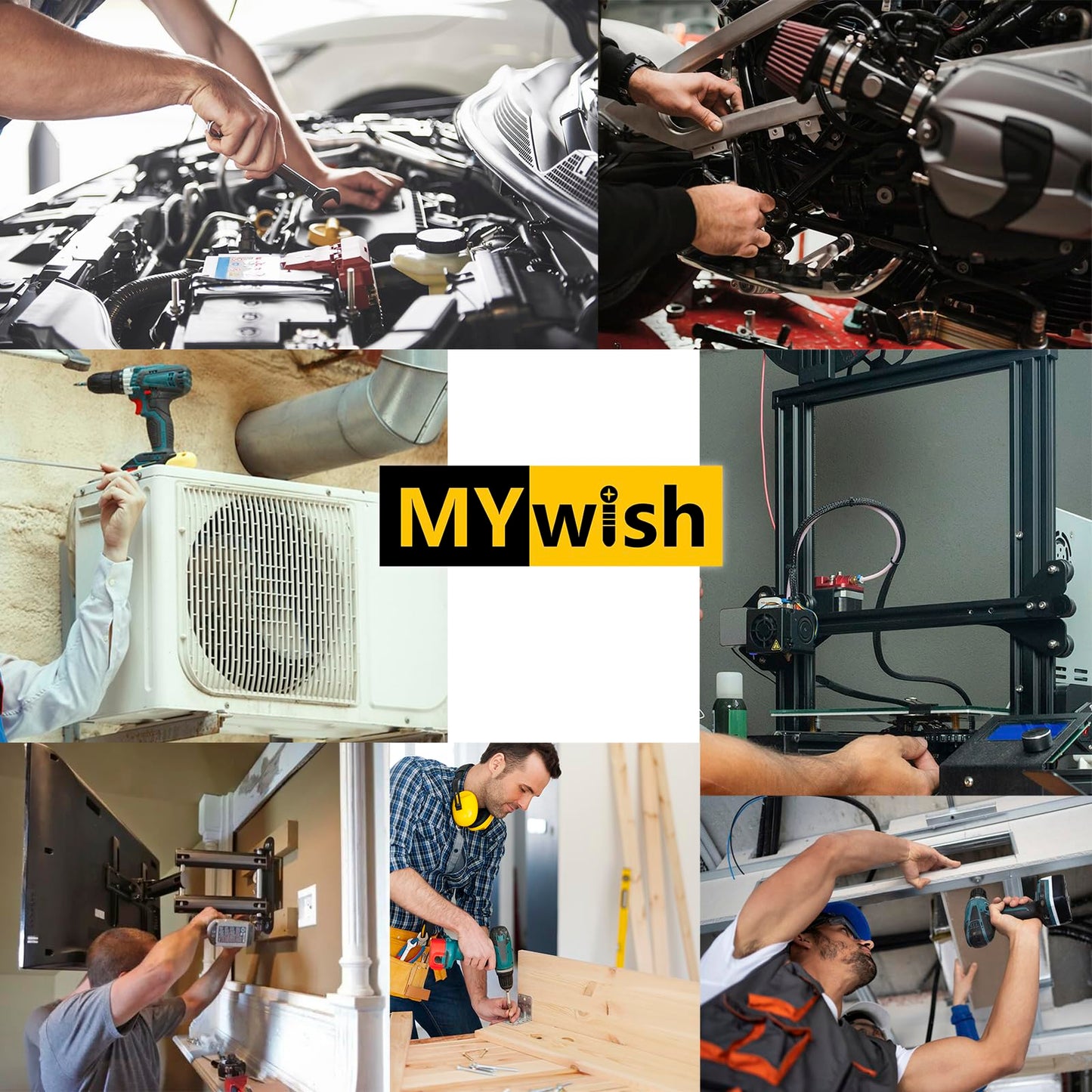 Mywish 254Pcs Bolts and Nuts Assortment, 1/4 20, 5/16 18, 3/8 16 Bolt, Heavy Duty 304 Stainless Steel Bolts and Nuts Kit with Flat Spring Washers, Includes 10 Common Sizes, Fully Threaded