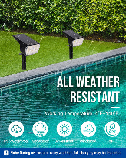 AUDERWIN Solar Lights Outdoor Lighting IP65 Waterproof, 63LED Soalr Spotlights, 2 Pack Solar Powered Lights for Outside, Outdoor, Yard, Landscape Lights-Warm Light