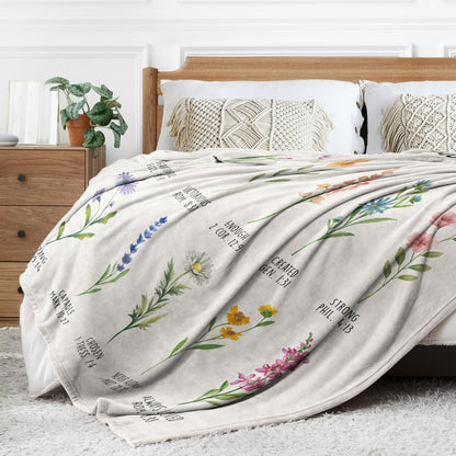 Afterprints Christian Gifts for Women, Christian Blanket with Flowers, Birthday Gifts for Women, Inspirational, Religious Gifts for Sister, Friend, Daughter, Mom, Soft Throw Blankets 50'' x 60''