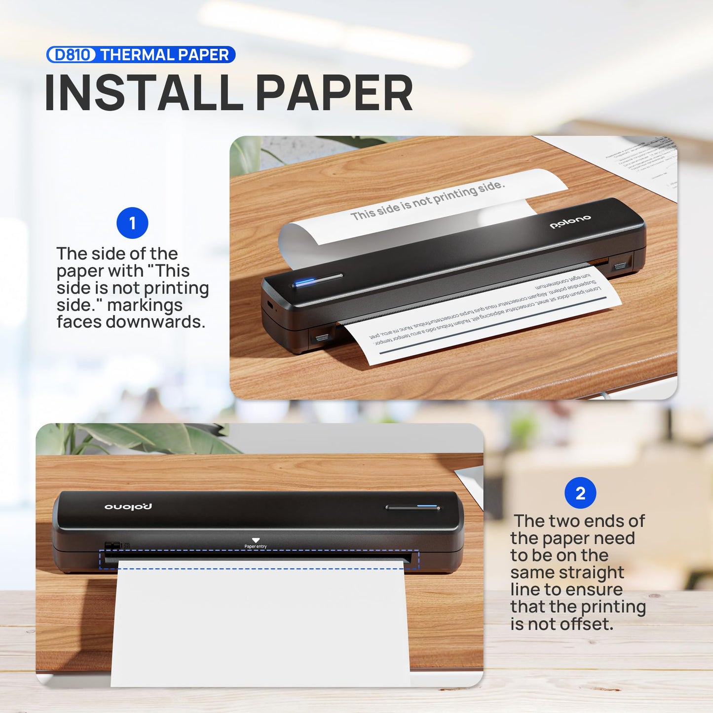 POLONO D810 Thermal Printer Paper 8.5 x 11 Inch, Advanced Thermal Printing, US Letter Size Thermal Paper Compatible with D810, Size 8.5" x 11",100 Sheets