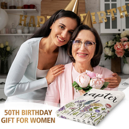 Afterprints 50th Birthday Gifts for Her, Chapter 50 Birthday Blanket, 50 Year Old Bday Gifts for Women Friend, Sister, Mom, 1975, 50th Birthday Decorations, Turning 50 Throw Blankets 50'' x 60''