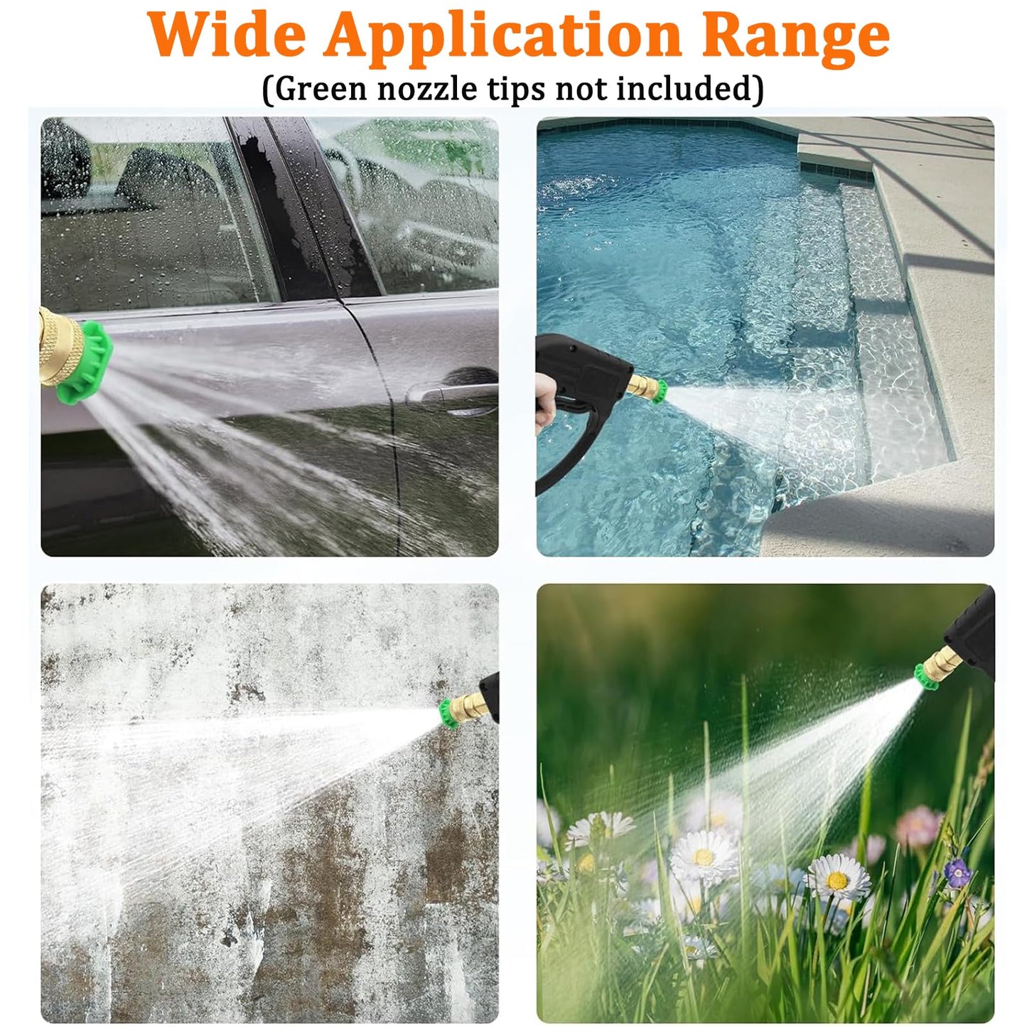 High Pressure Power Washer Gun Kit Pressure Washer Spray Gun with 5 Nozzle Tips M22-14mm/15mm Fitting and 3/8" Quick Connector with 1/4" Quick Connector for Power Washer