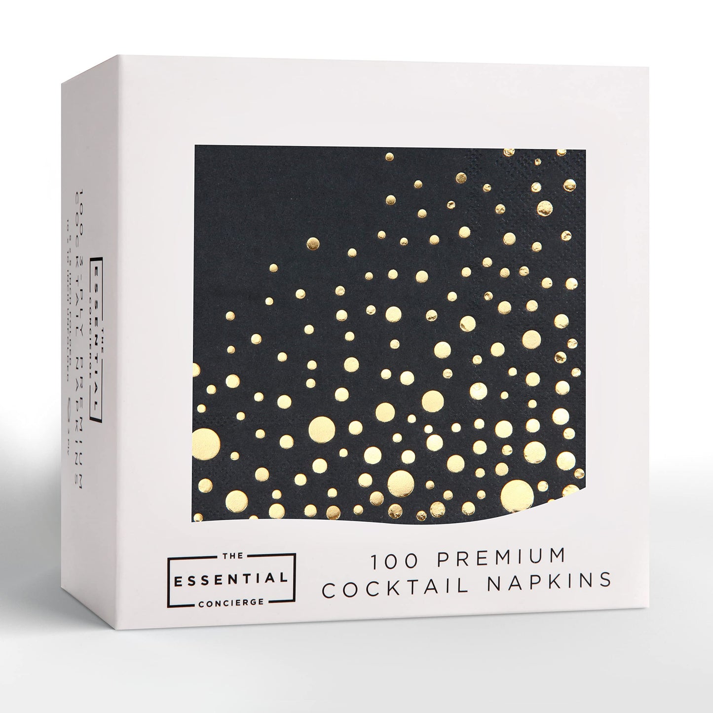 Stylish Black and Gold Napkins - 100 Pack of Disposable 5x5 Inch Black and Gold Cocktail Napkins- Disposable 3-Ply Black Cocktail Napkins for Party - Black Paper Napkins