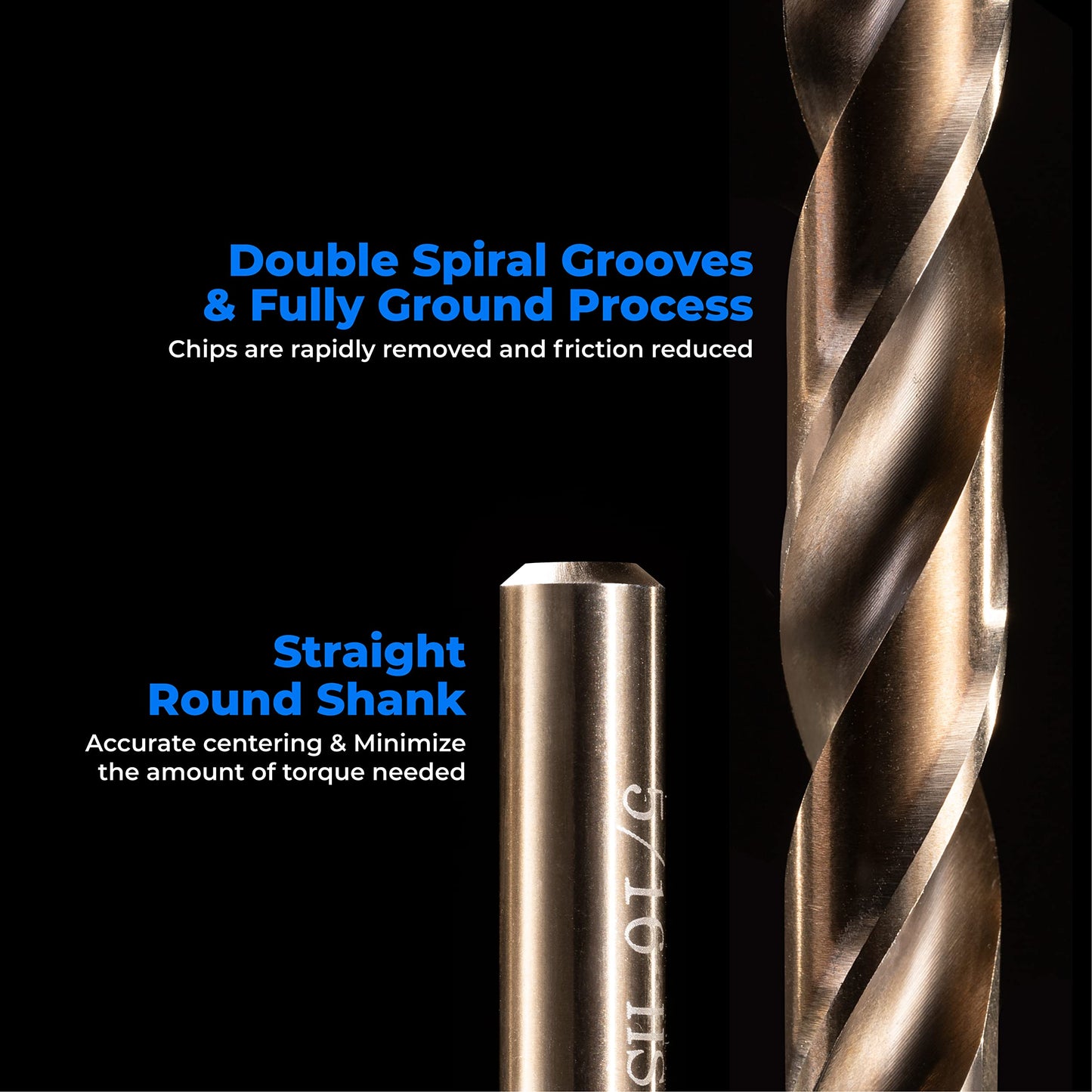 amoolo 1/4" Cobalt Drill Bit(10 Pcs), M35 HSS Metal Drill Bit Set for Hard Metal, Stainless Steel, Cast Iron