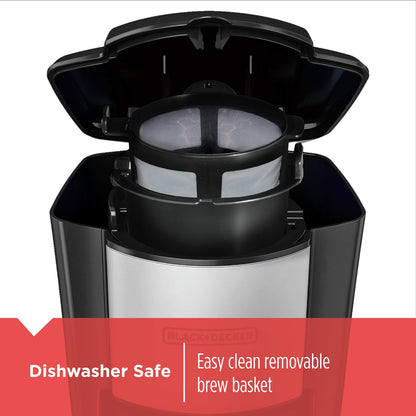 BLACK+DECKER Single Serve Coffee Maker, Includes One Dishwasher Safe Travel Mug (16oz), CM618C Black